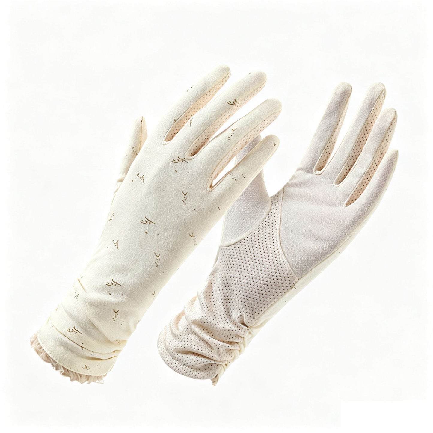 Floral Long Cuff Touchscreen Sun Protection Gloves