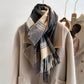 Plaid Tassel Trim Faux Cashmere-Like Winter Warm Scarf - 77IN¡Á26IN