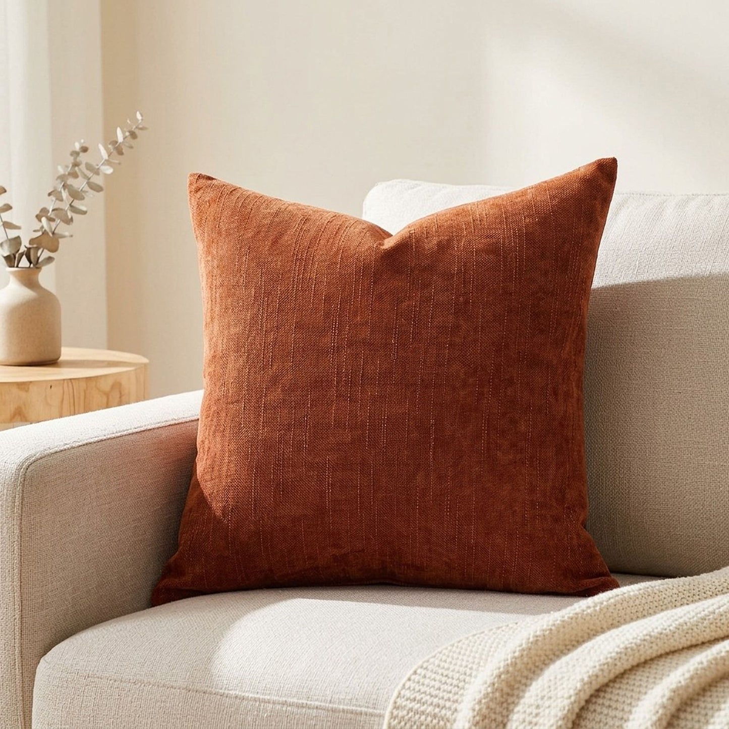 Textured Woven Chenille Decorative Throw Pillow Cover for Home Decor 17.7 x 17.7in