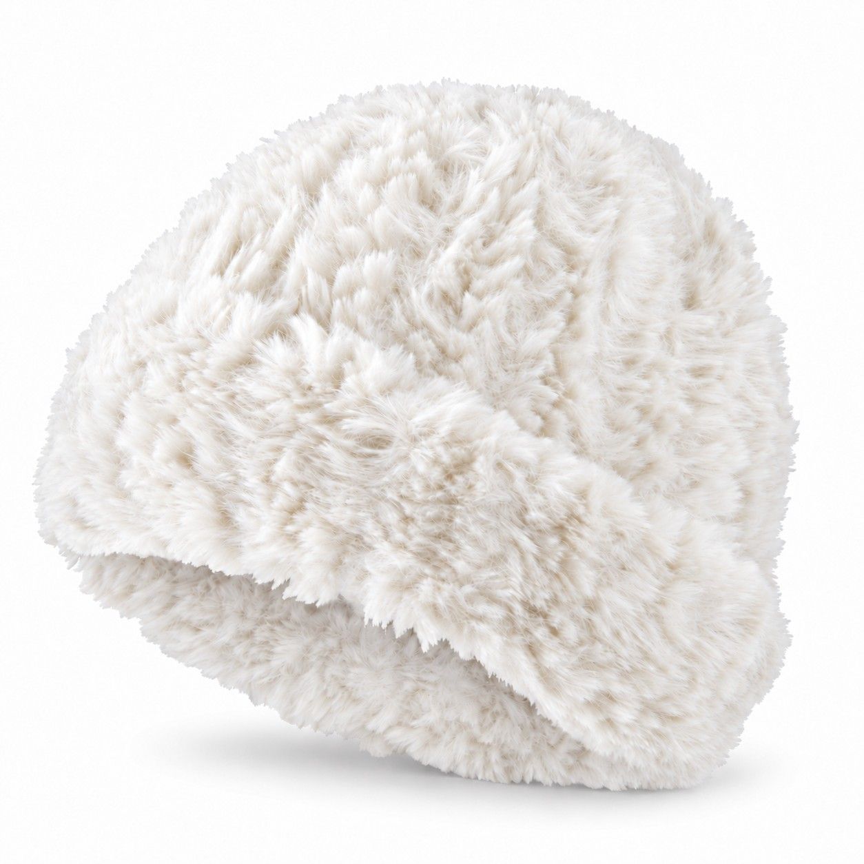 Fuzzy Knit Beanie Hat Soft Plush Cuffed Winter Cold Weather Cap