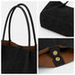 Large Suede-Like Shoulder Tote Bag with Long Handles