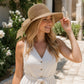 Summer Sun Hat for Women - Wide Brim Straw Hat with Elegant Bow Detail