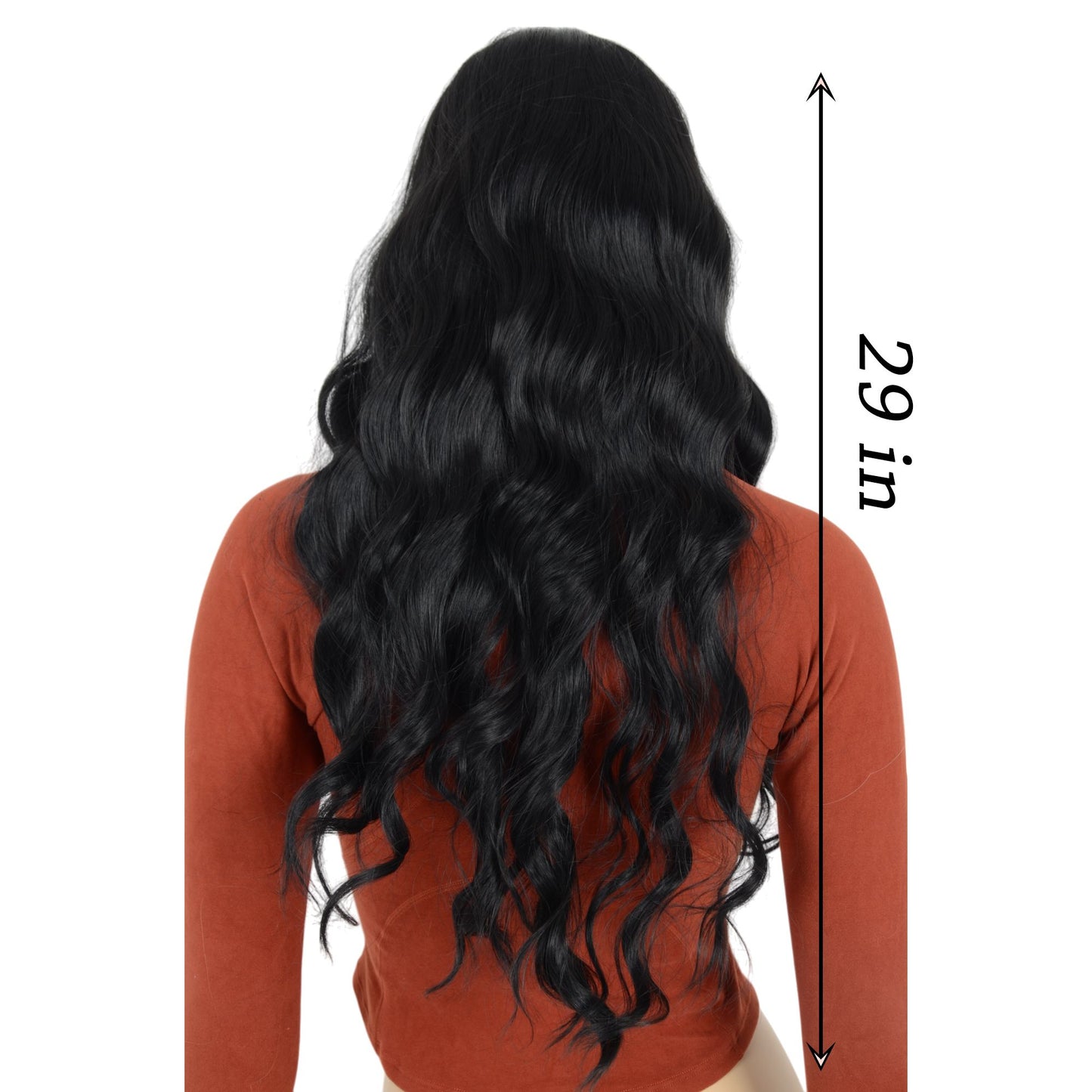 Long Wavy Hair Wig for Women with Bangs Heat-Resistant Curly Synthetic Wig for Daily and Party Use