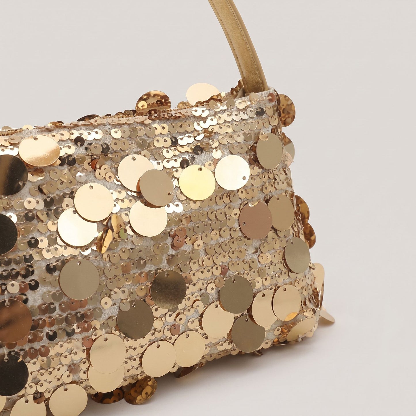 Sequin Baguette Shoulder Bag with Oversized Paillette Details Slim Strap