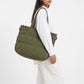 Oversized Puffer Tote Bag with Long Shoulder Straps and Side Buckle Details 13.5x14x4.5in