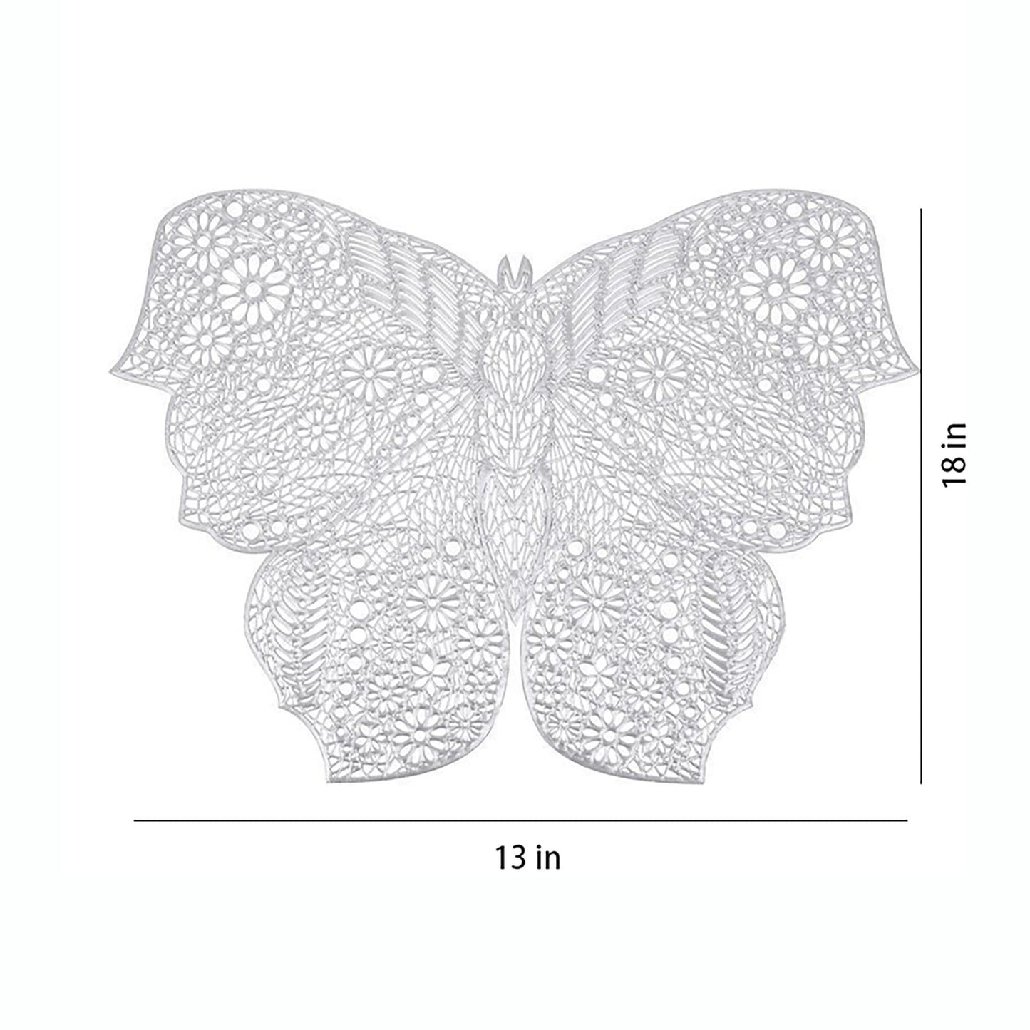 4 Piece Butterfly Placemat Set Decorative PVC Heat Resistant Table Mats for Dining Table