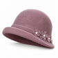 Floral Pearl Accent Cloche Hat Adjustable Brim Dress Hat