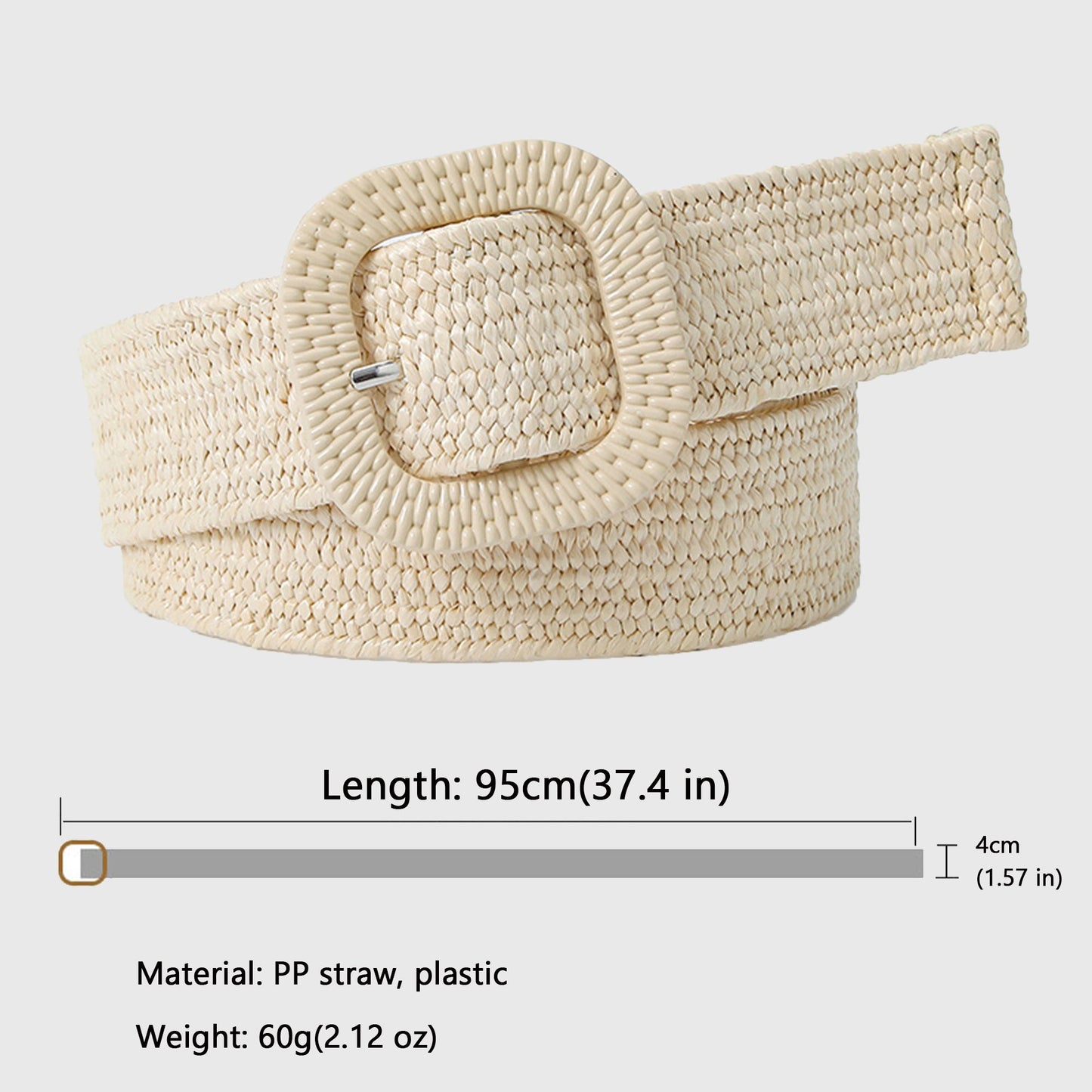 Elegant Straw Belt with Matching Woven Buckle