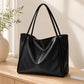 Large Faux Leather Tote Bag with Double Shoulder Straps and Magnetic Closure