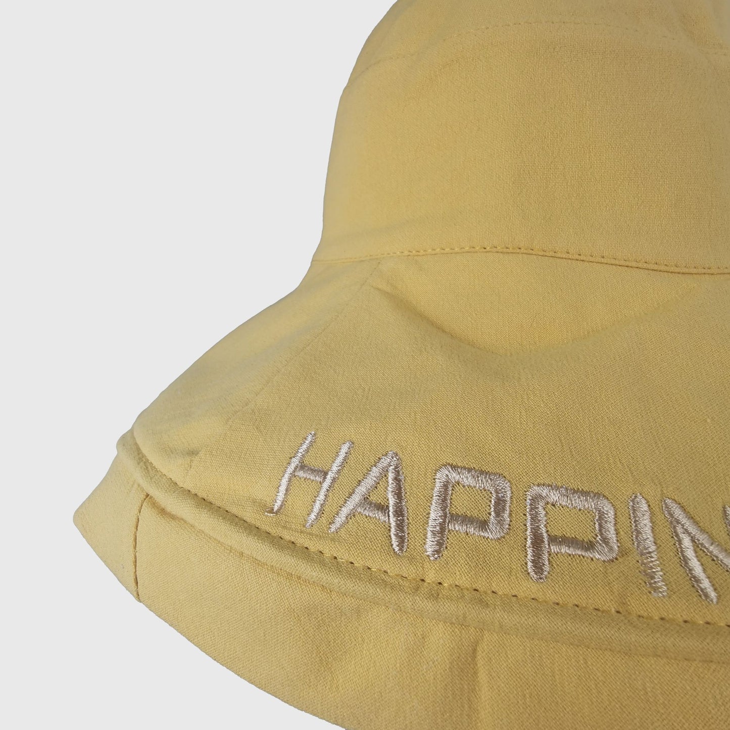 Women's HAPPINESS Embroidered Wide - Brim Bucket Hat