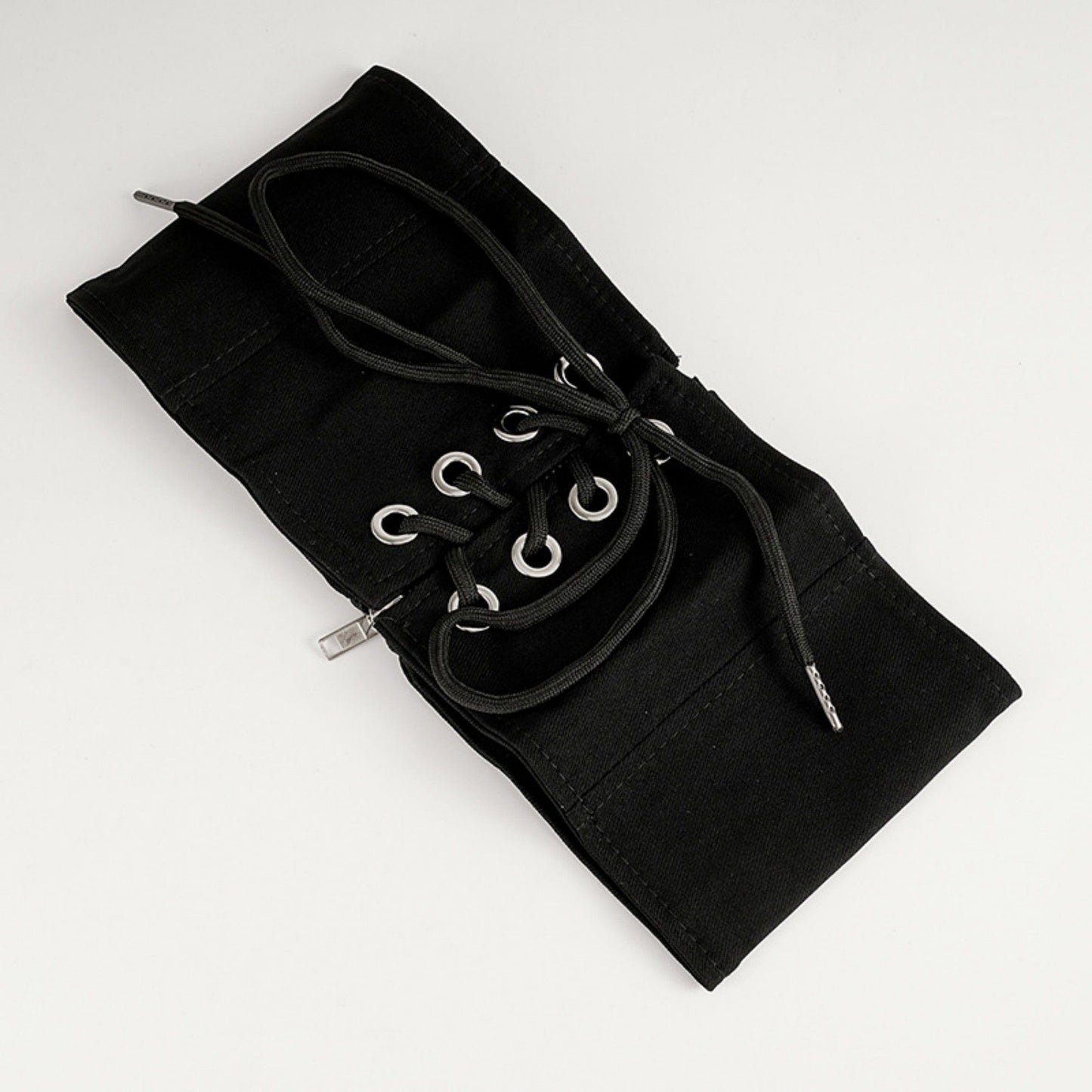 Wide Lace-Up Waist Belt with Structured Panel Design and Adjustable Corset-Style Front Ties 5x25.5in