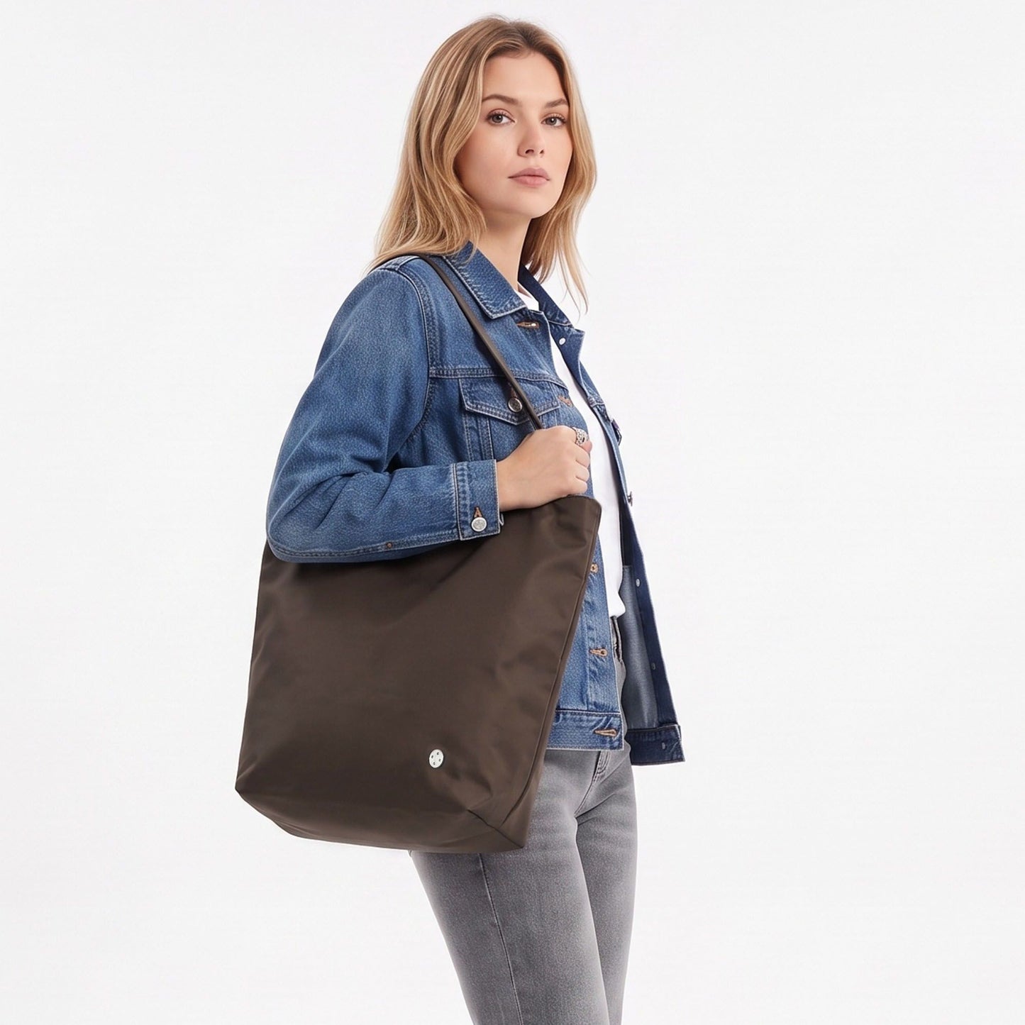 Lightweight Nylon Shoulder Tote Bag Large Capacity Casual Carryall Everyday