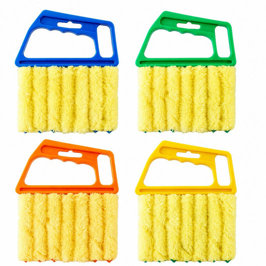 4-Piece Microfiber Blind Duster Set with Handheld Slat Cleaning Handles for Window Blinds and Vents