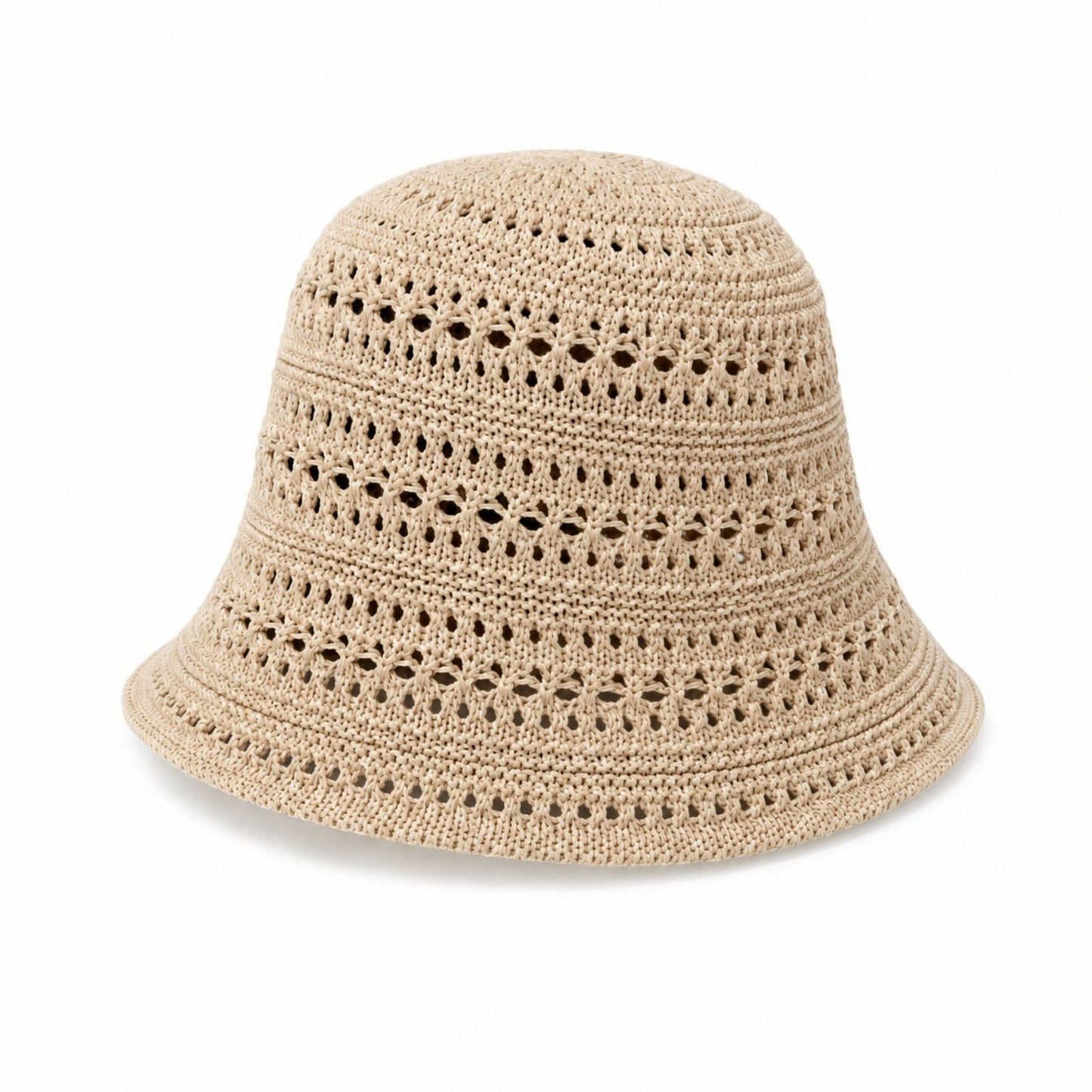 Crochet Bucket Hat Open Knit Brim Lightweight Packable Summer Beach Hat