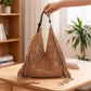 Woven Crochet Shoulder Bag with Fringe Detail Slouchy Hobo Style Lightweight Handbag