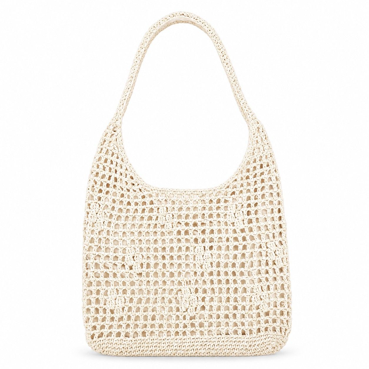 Open Weave Shoulder Bag with Magnetic Closure and Slouchy Woven Carryall Design