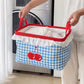 Cherry Embroidered Gingham Rectangular Storage Bin with Lace Ruffle & Handles