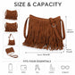 Fringe Crossbody Bag Black Suede Look Boho Shoulder Purse with Braided Strap