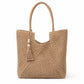 Open Weave Beach Tote Bag with Zip Closure Rope Handles and Tassel Accent