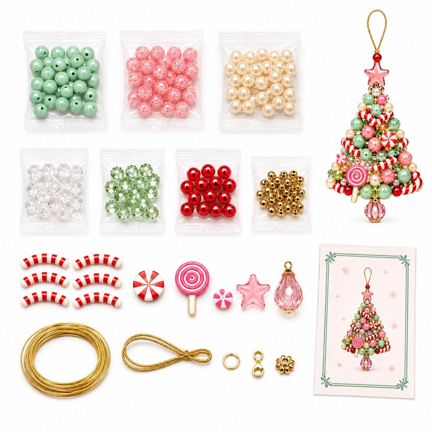 DIY Christmas Tree Beaded Ornament Decor