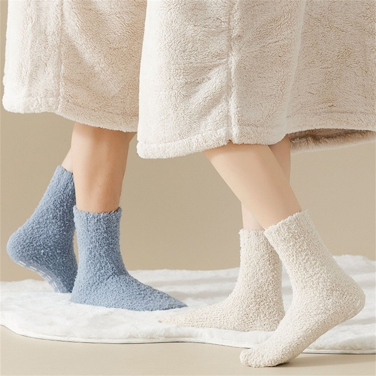 Women's 3-Pack Anti-Slip Fuzzy Grip Socks for Cozy Indoor Comfort