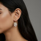 Women's Crystal Floral Drop Earrings with Textured Petal Accents and Sparkling Rhinestone Details