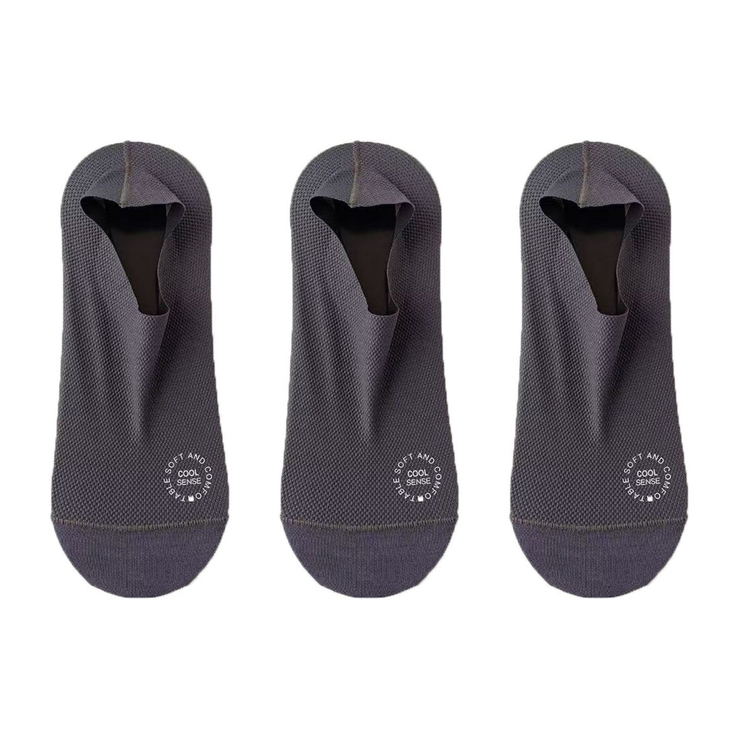 Men's No-Show Mesh Socks with Non-Slip Silicone Heel Grip and Breathable Low-Cut Design 3-Pack