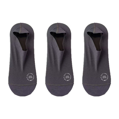 Men's No-Show Mesh Socks with Non-Slip Silicone Heel Grip and Breathable Low-Cut Design 3-Pack