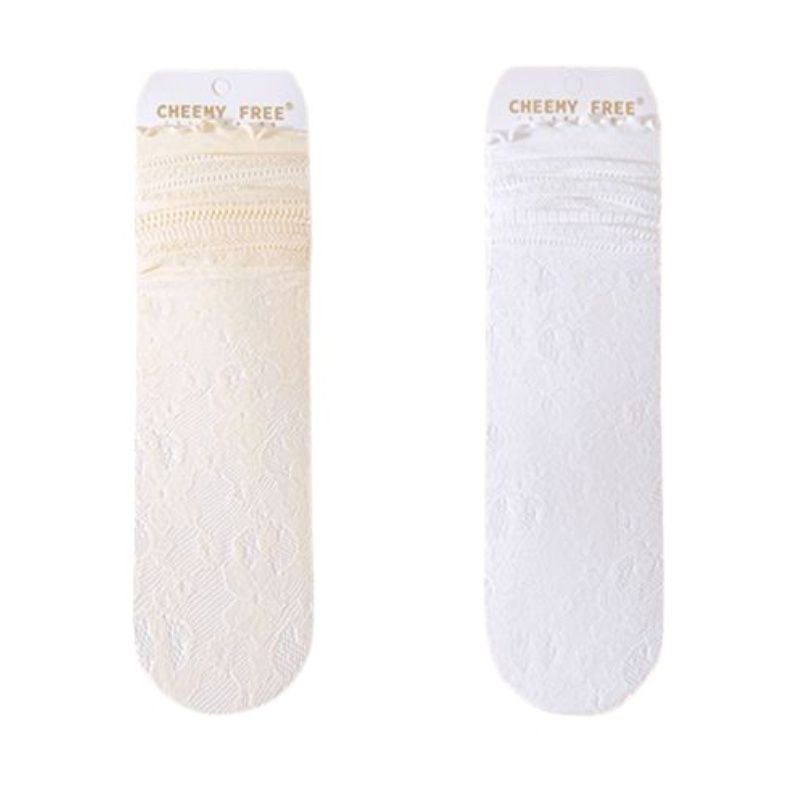 Lace Liner Socks with Elastic Cuff and Floral Mesh Detail Soft Stretch 2-Pack