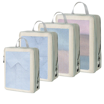 Travel Packing Cubes Set with Mesh Front Panel Zipper Storage Bags Lightweight Luggage Organizer Multi Size Set
