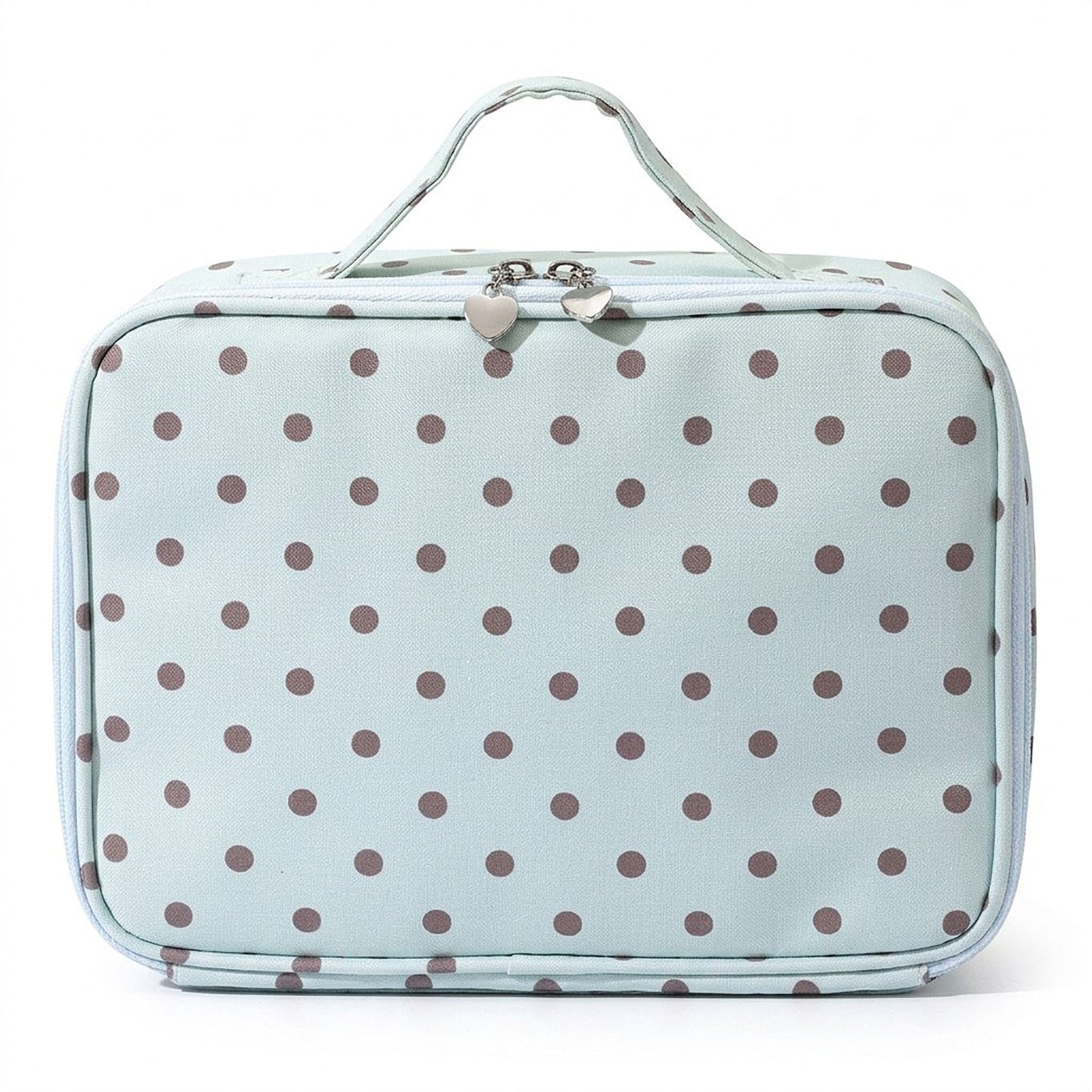 Polka Dot Travel Makeup Case with Dividers and Mirror