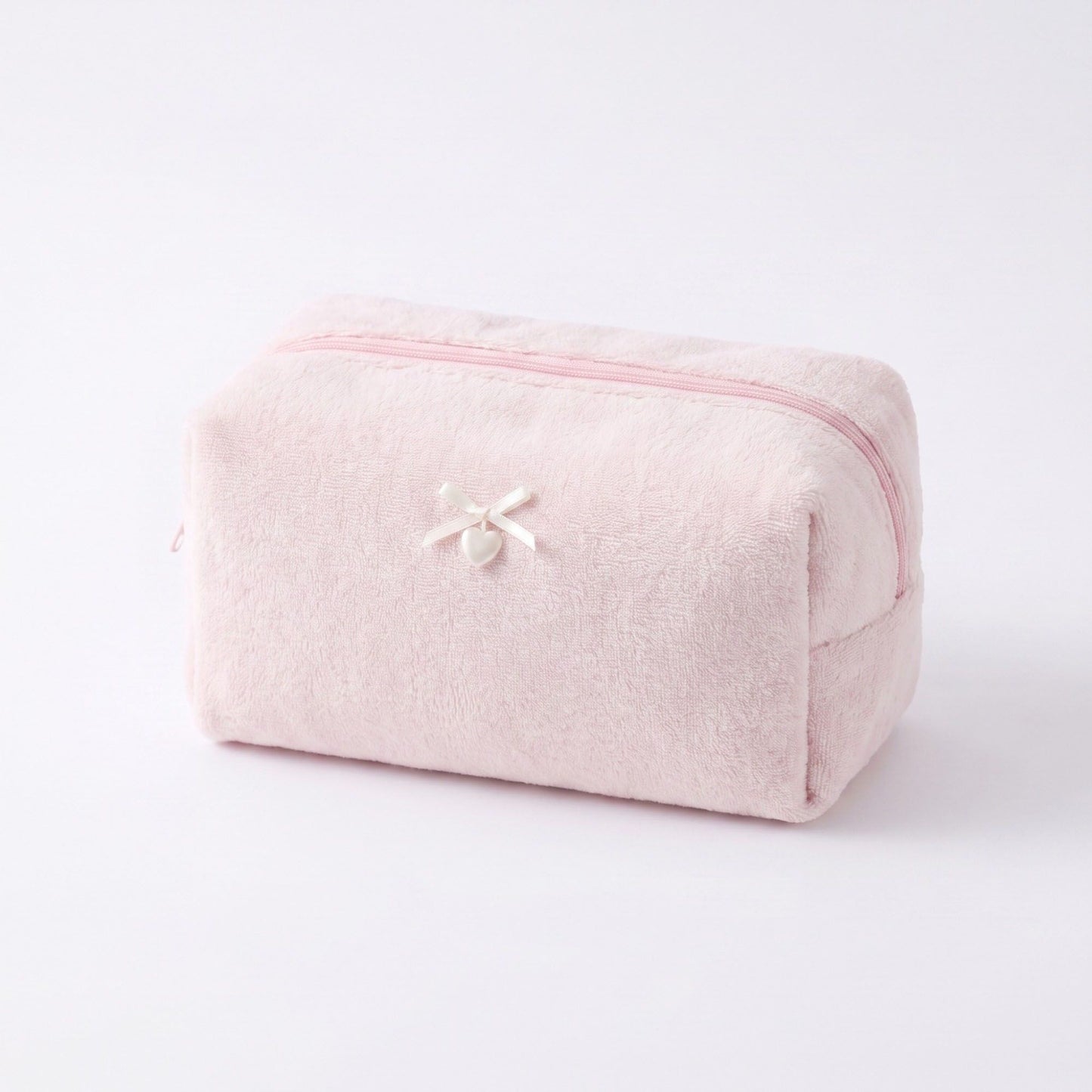 Womens Soft Textured Cosmetic Bag Zipper Makeup Toiletry Organizer
