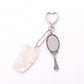 Mirror and Mini Comb Keychain Bag Charm with Heart Clip
