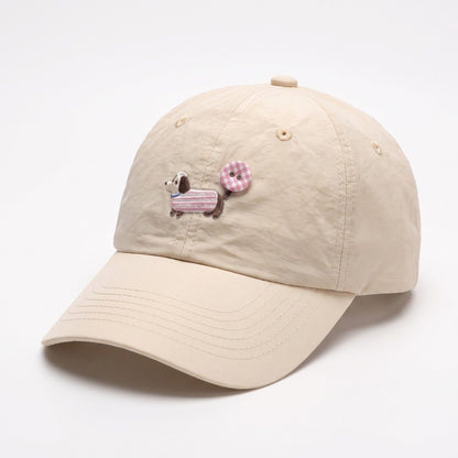 Embroidered Dachshund Baseball Cap Curved Brim Casual Hat