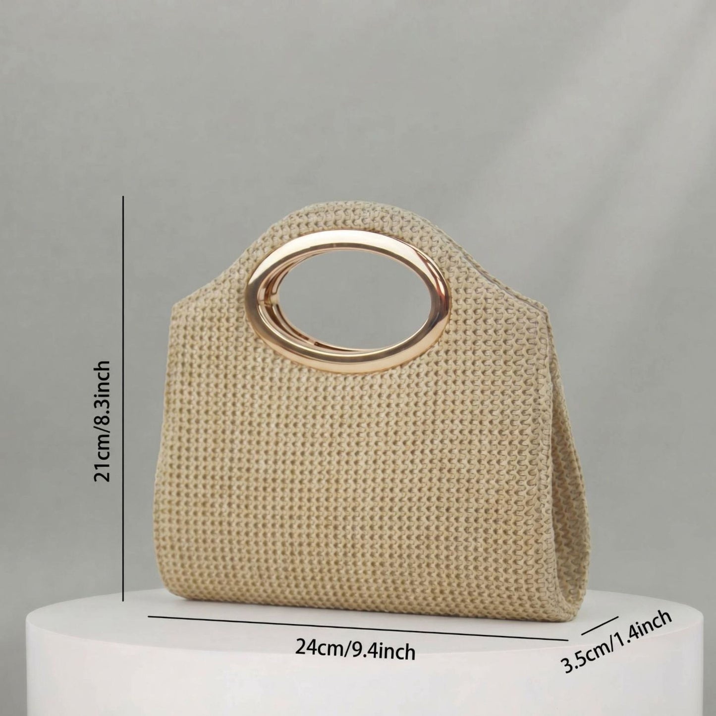 Handbag with Magnetic Closure Polyester Material Stylish Chain Accent