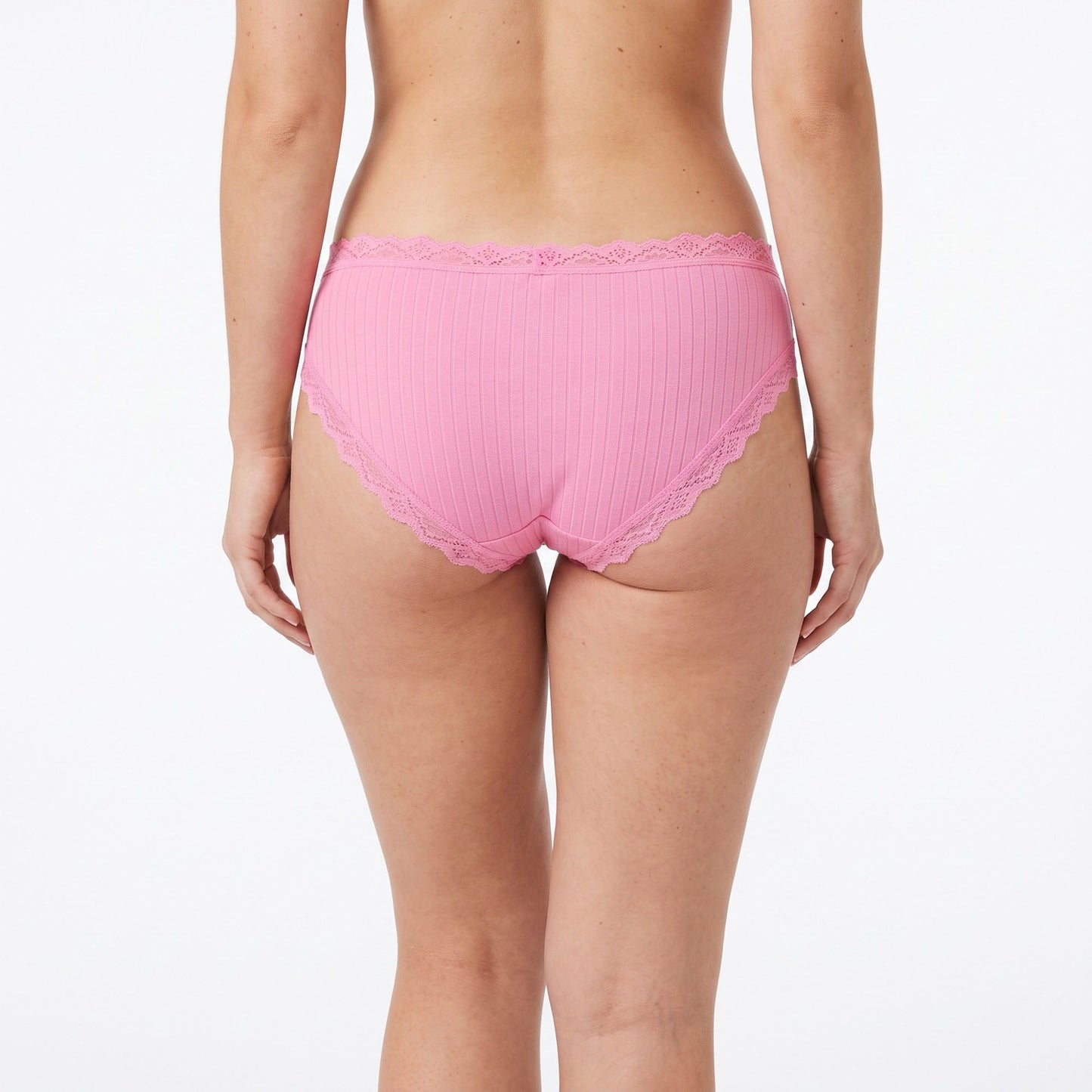 2 Pack Ribbed Lace Trim Bikini Underwear