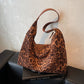 Leopard Print Tote Bag with Single Shoulder Strap and Magnetic Snap Closure