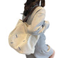 Canvas Tote Bag with Contrast Handles and Decorative Stitch Detail