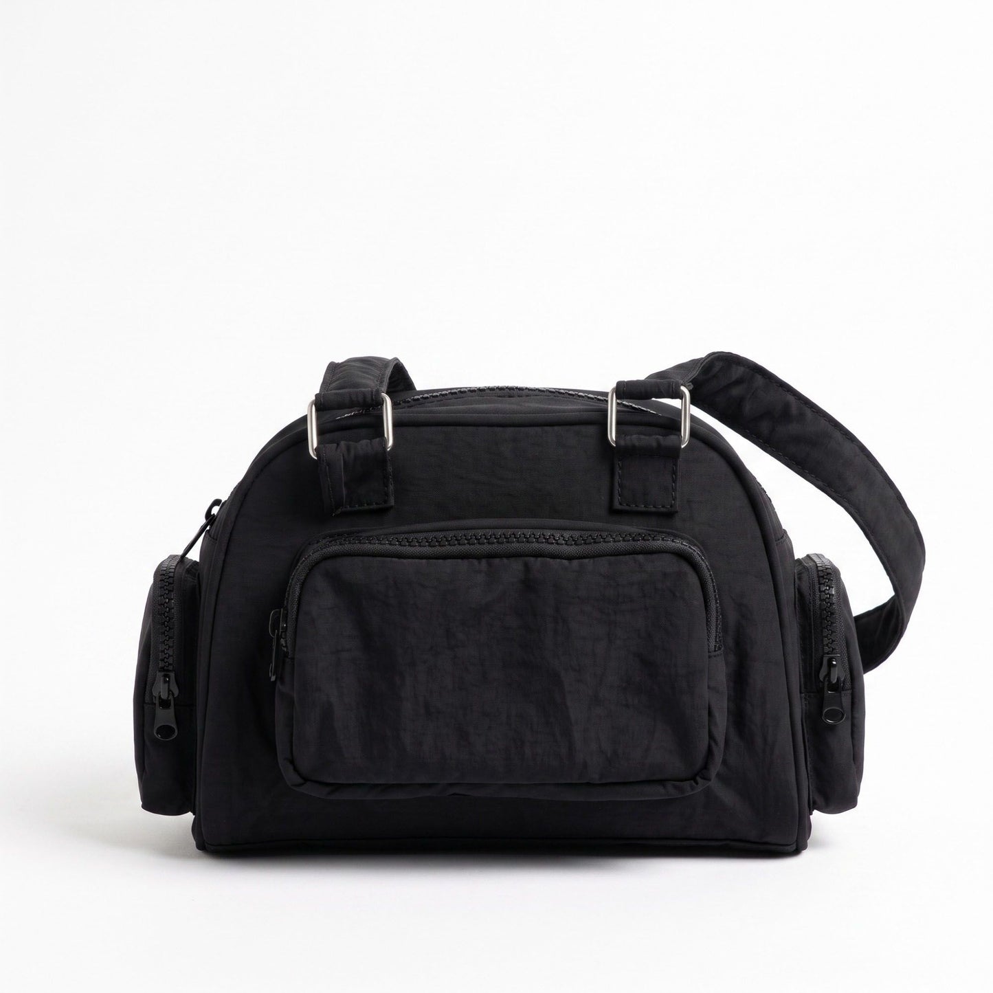 Multi-Pocket Shoulder Bag with Top Zipper and Front and Side Compartments 10x6.5x3.5in