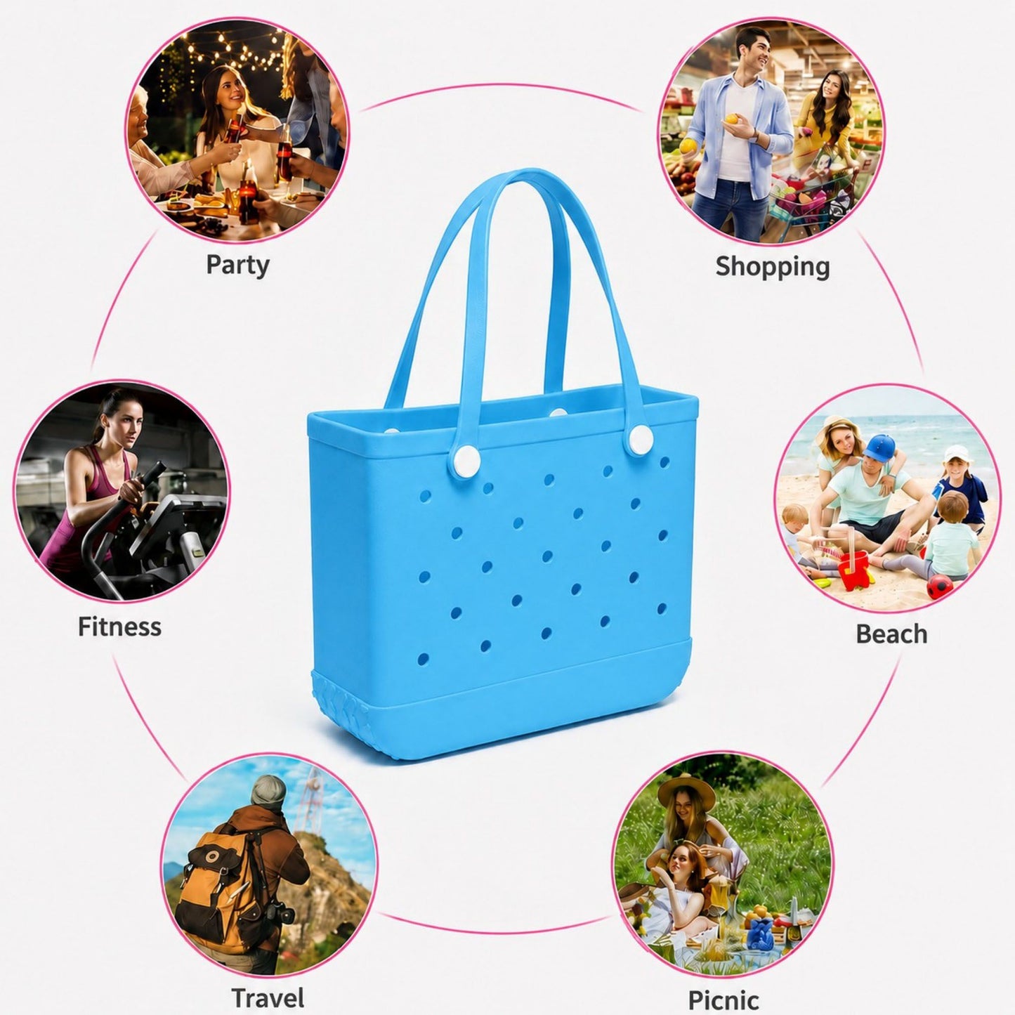 Large EVA Beach Tote Bag Water Resistant Pool Tote with Handles