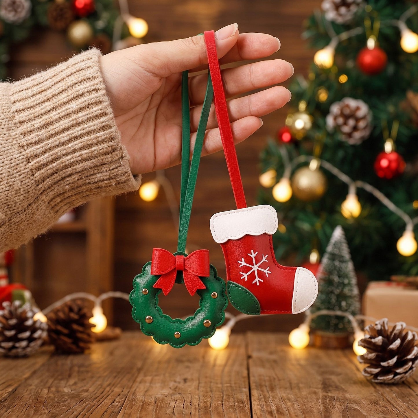 2 Piece Christmas Bag Charm Set with Hanging Loops