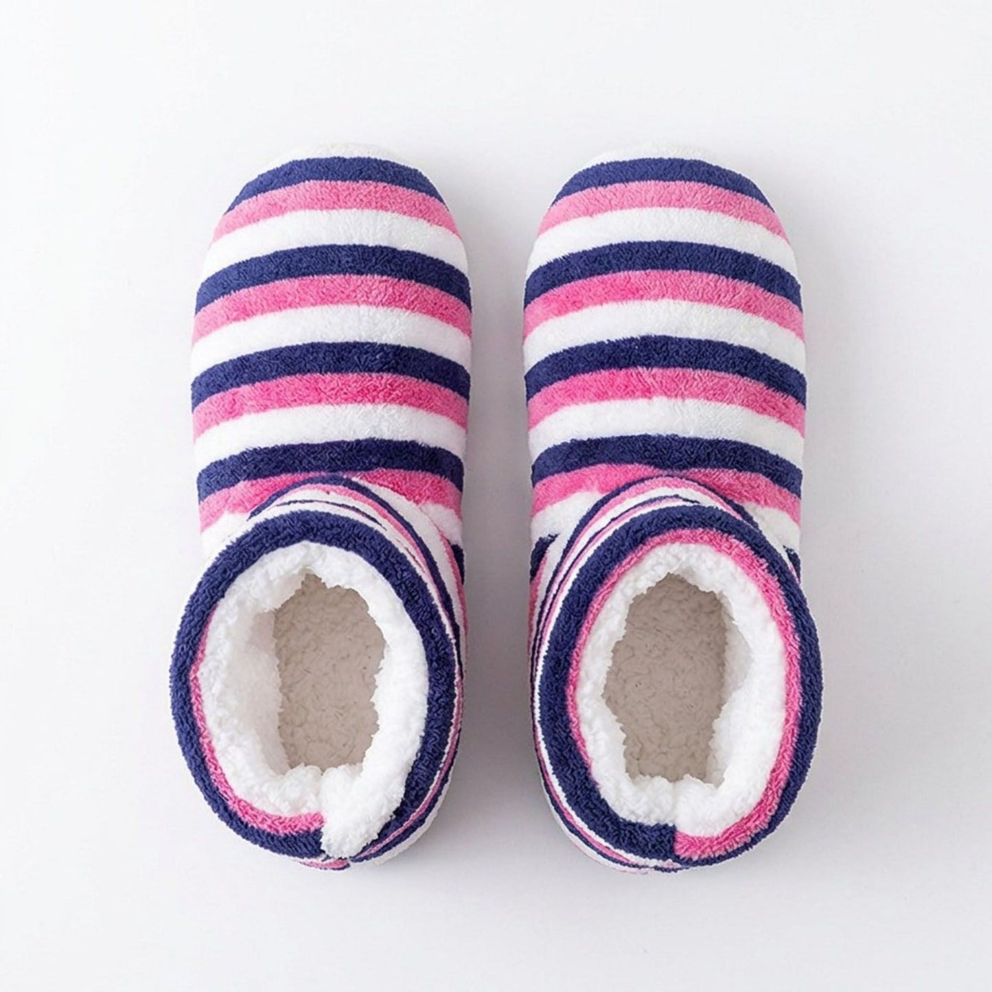 Striped Fuzzy Slipper Boots  US 5-10.5