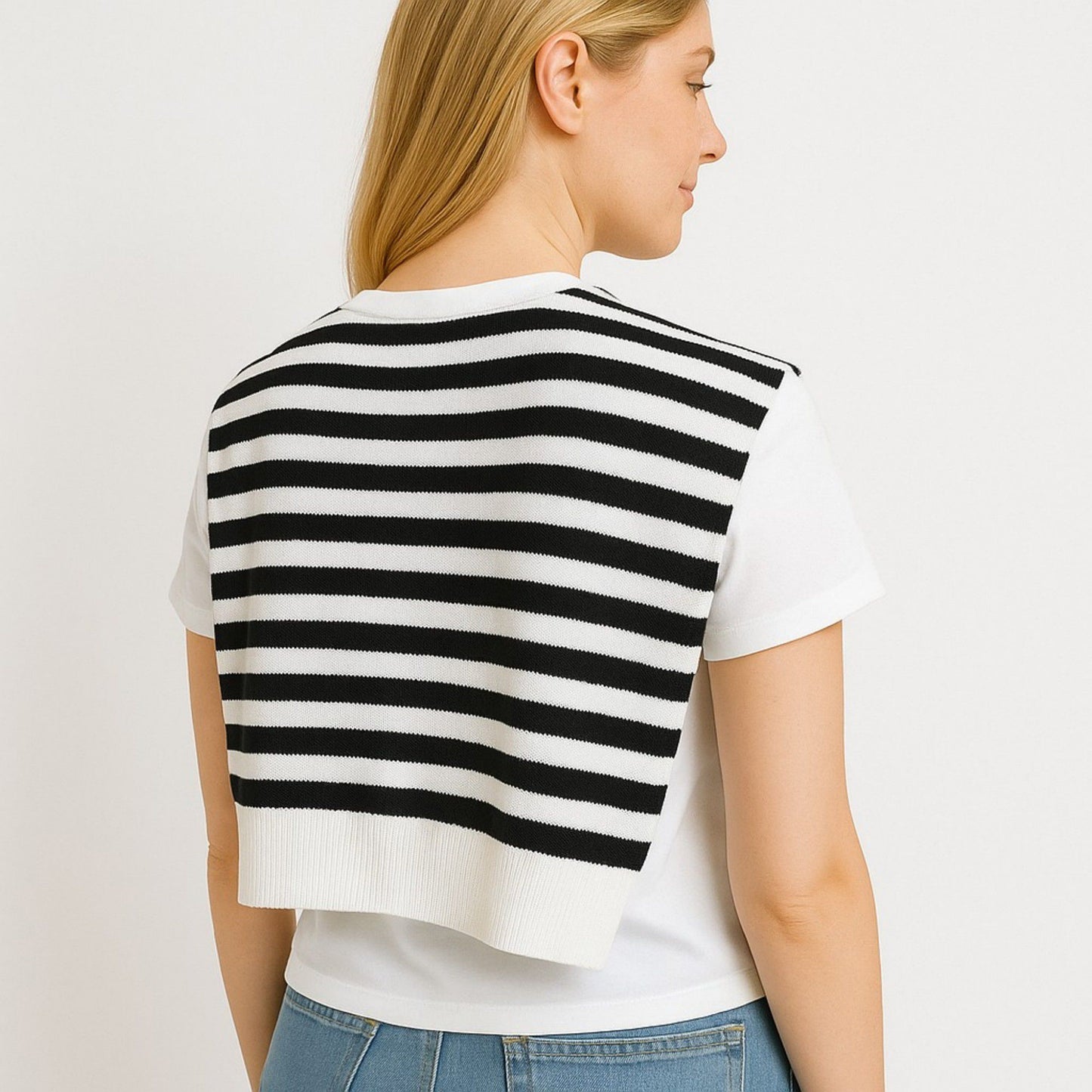 Striped Knit Shoulder Sweater Accessory with Soft Lightweight Fabric 33.5x9.8 inches