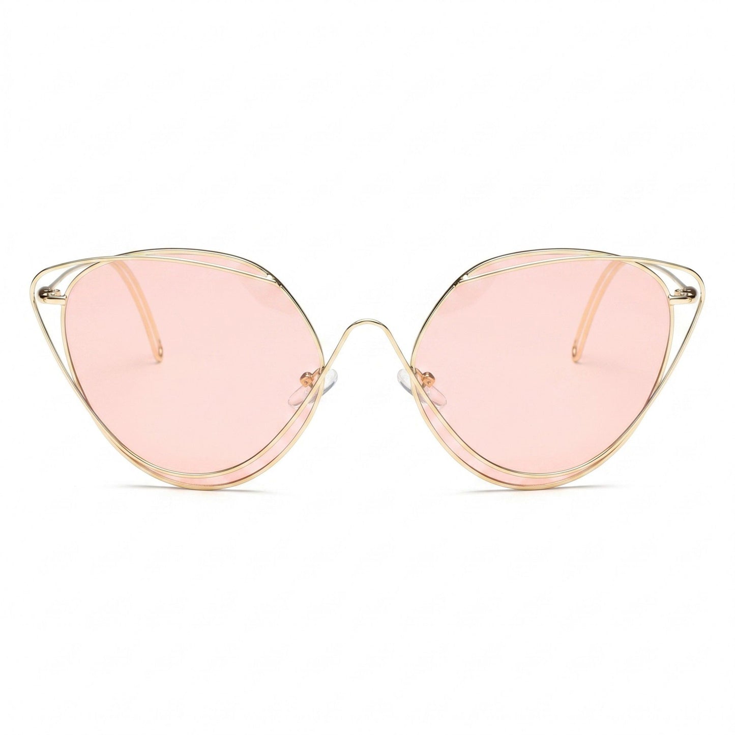 Oversized Round Cat Eye Sunglasses with Fashionable Thin Metal Frame Stylish Retro Look