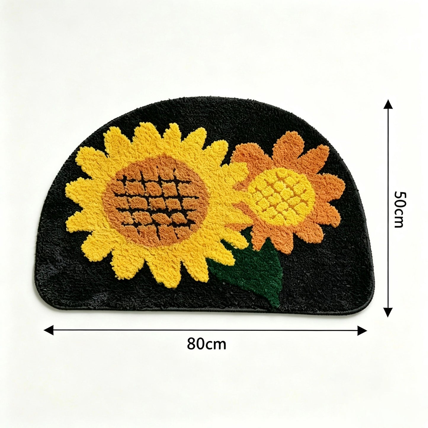 Sunflower Semicircular Bathroom Floor Mat Soft Water?Absorbent Rug with Anti?Slip Base