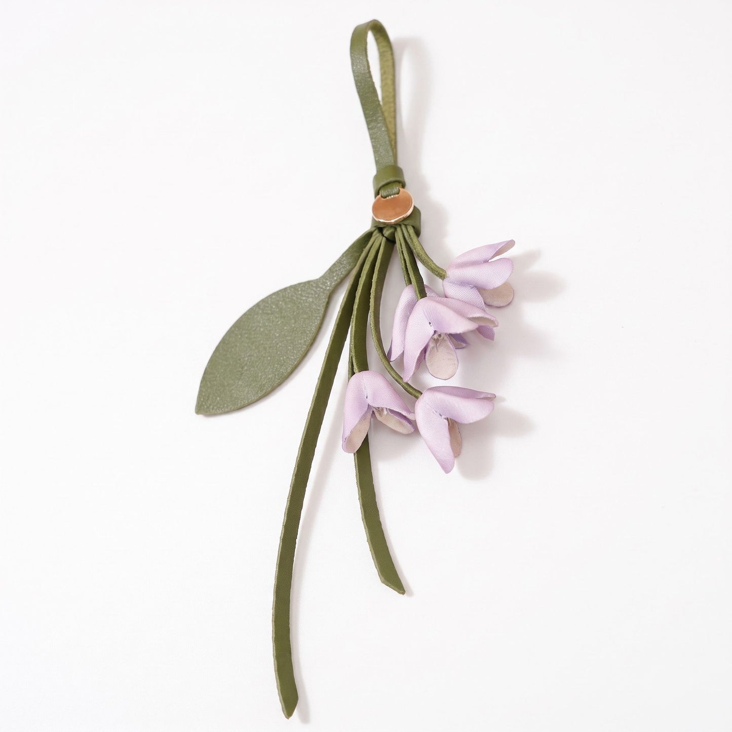 Flower Bag Charm with Leaf Detail and Loop Attachment