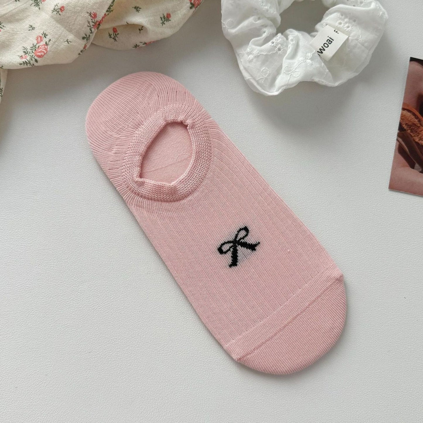 No-Show Liner Socks with Bow Accent 5Pk