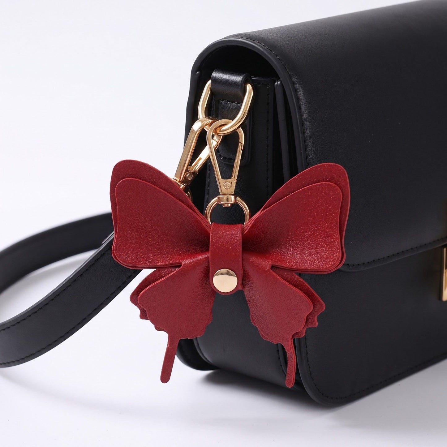 Pink Butterfly Bag Charm with Gold Tone Clip