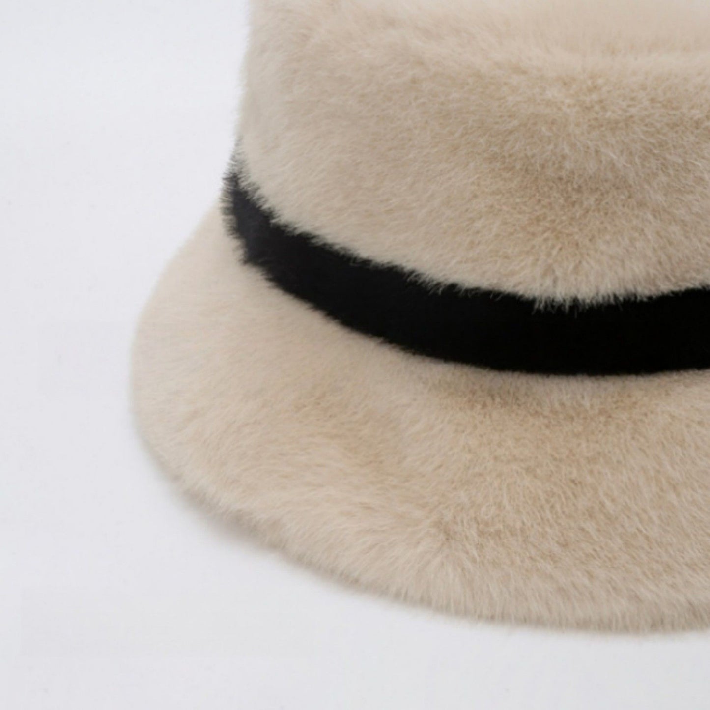 Faux Shearling Bucket Hat with Contrast Band Detail and Soft High Pile Texture