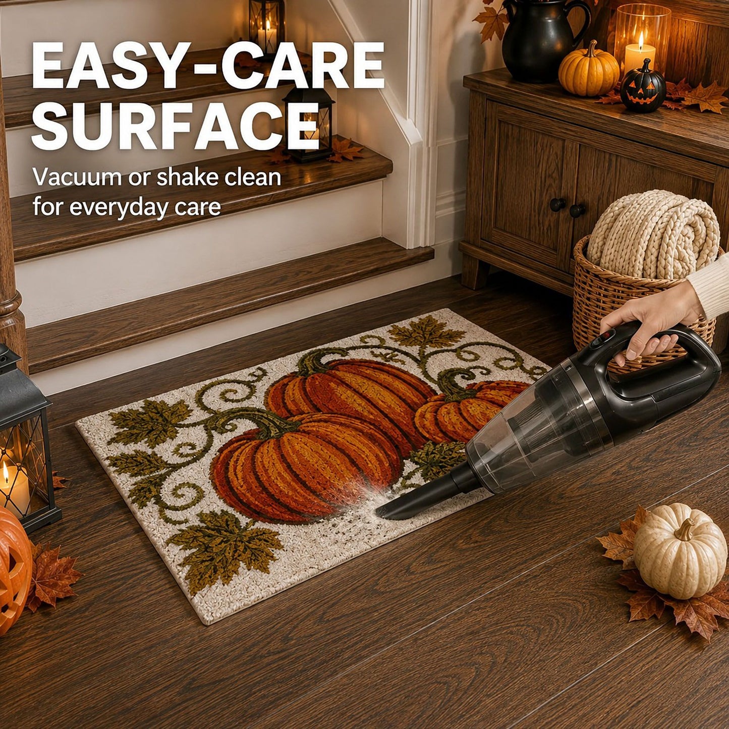 Fall Pumpkin Halloween Doormat Nonslip Entryway Rug 19.7 x 31.5 Inches